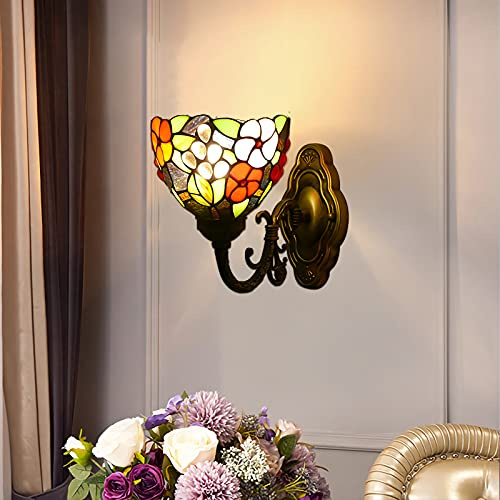 GAUUA Tiffany Estilo De Pared, 15 Cm Vidrio Sombra, Base De Metal, Luminarias Decorativas Victorianas para La Sala De Estar Pasillo Baño Lámpara Junto A La Cama