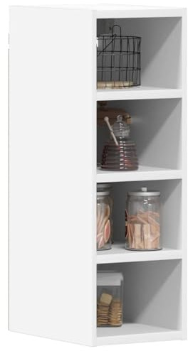 Armoire suspendue de cuisine pour salle de bain - Pour une utilisation dans les cuisines, les salles de bains, les hôtels, les restaurants (blanc, 1 x armoire suspendue (4 étagères) - Largeur : 20 cm