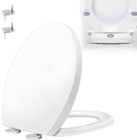 O-Shaped Quiet Soft Close Toilet Seat, Quick Release for Easy Cleaning, Toilet Seats with Adjustable Hinges, Universal Fit Design for Modern Bathrooms, Simple Top and Bottom Fixing, White