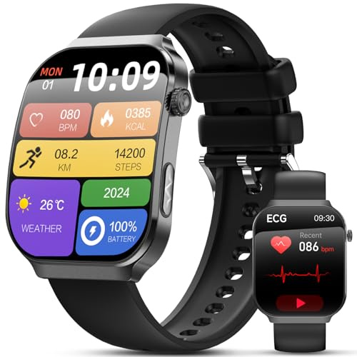 Lgnitek 2026 Nuovo Smartwatch con ECG, 2.2” Curvo Orologio Con Pressione Sanguigna/HRV/ SpO2/Acido Urico/Emozioni/Fatica/Sonno/Cardiofrequenzimetro Per Uomo Fitness Tracker,IP68 iOS Android