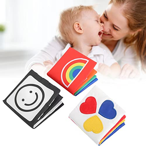 Vvikizy Libro in Stoffa Morbida 3 Pezzi per Bambini Giocattolo Educativo per Lo Sviluppo Tattile e Visivo Tessuto Non Tossico 10 X 10 Cm