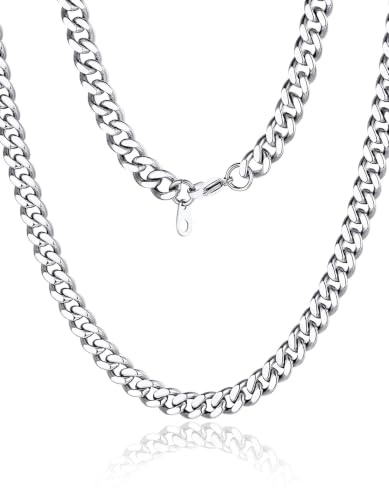 ChainsHouse Männer Kette 6mm Panzerkette Edelstahl Halskette Herren Edelstahlkette Mann Kubanische Kette Herren Gliederkette 55cm Halskette ohne Anhänger Punk Halsschmuck Modeschmuck für Freund