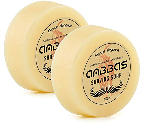 Anbbas Shaving Soap Goat Milk for Beard Barber Traditional Wet Shave (2pcs, 7 oz)