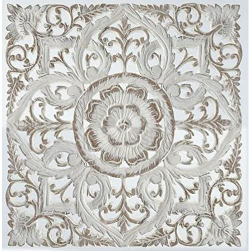 DKD Home Decor Decoración de Pared Blanco Mandala Madera MDF (60 x 2 x 60 cm) - Marca EAN: 8424001993772