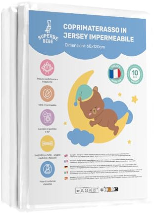 Protector De Colchón Bebé 60x120 Impermeable - Funda De cama infantil Fácil De Instalar, Suave Y Transpirable | Sábana moisés Oeko Tex -Garantía De 10 Años – Protector cuna - Cubre Colchon Bajera Cuna