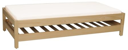 Lit empilable Jonas 90x190 (Lot de Deux Lits) + 2 sommiers/Naturel