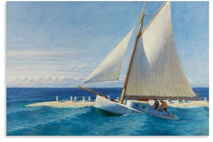 GOORAL Impression sur toile Œuvre de peintre Edward Hopper, bateau à voile, œuvre d'œuvre d'art pour la décoration de salon, chambre à coucher (50 x 75 cm)