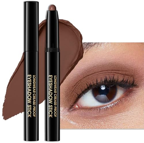 Erinde Braun Matte Lidschatten Stift, Matt Brown Eyeshadow Stick Wasserfest & Langanhaltend, Creme Lidschatten, Seidig Glatte Textur, Leicht zu Verblenden, Für Natürliches Augen Makeup, #02 Dark Brown