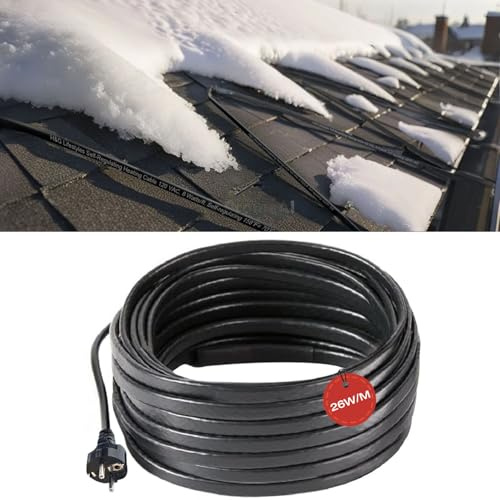 H&G Lifestyles Chauffage de gouttière 18 m 230 V – Câble chauffant autorégulateur 26 W/m pour gouttière, tuyau, conduite d'eau – Chauffage d'accompagnement antigel, bande chauffante contre la glace et
