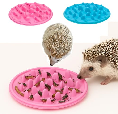 Enochainchin 2-in-1 Hedgehog Enrichment Toy & Feeding Bowl – 2Pcs Hedgehog Cage Toys - Silicone Foraging Dish for Live Bugs or Pellets - Boosts Natural Instincts & Daily Exercise for Hedgehogs