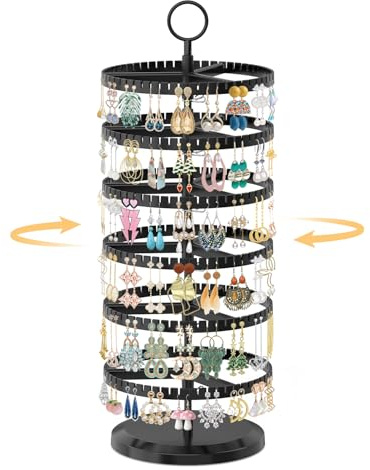 EsLuker.ly Earring Holder Organizer Rotating Stud Display Tree Rack, 6 Tier