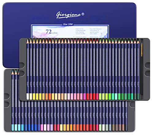 rokrist Crayons Aquarelle 72 Couleurs avec Pinceau - Set Dessin Professionnel pour Mélange et Superposition - Kit Coloriage Adulte Enfant Artiste