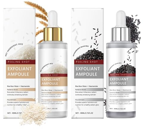 Peel & Shot Glow Ris Ampull Duo, svart och vitt ris som Pure Skin ansiktsvård, fuktgivande pormaskborttagare