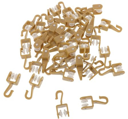 ULDIGI 50 Rodillos De Plástico para Riel De Cortina Accesorios para Riel De Cortina Deslizadores Poleas Carros De Plástico con Doble Rueda Color Dorado