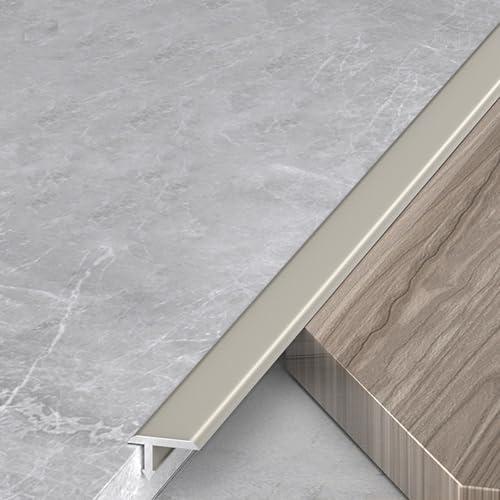 L 90cm Moulure T En Aluminium, Bande De Transition Sol En Métal, Traverse De Plancher Vinyle, Bandes Séparation Plates Pour Joints Bordure (3 PCS)(Khaki,3pcs*90 * 1.2cm)