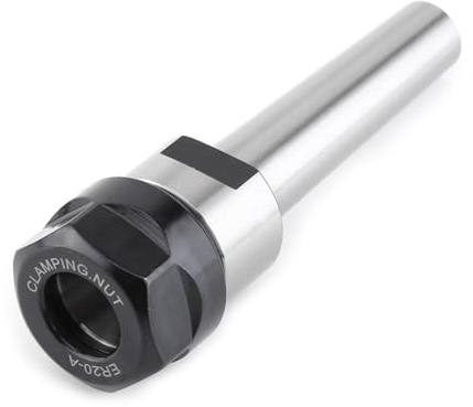 Portabrocas cónico ER20 con cono MT2 y rosca M10, ideal para fresado CNC de alta precisión, adaptador robusto para árboles de fresa y acabados exigentes.