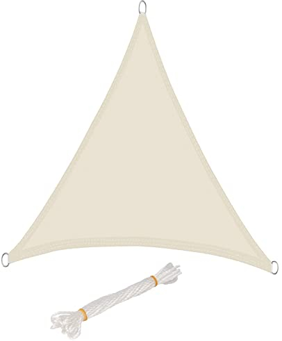 WOLTU Sonnensegel Dreieck 5x7x7m Creme wasserabweisend Sonnenschutz Polyester Windschutz mit UV Schutz für Garten Terrasse Camping