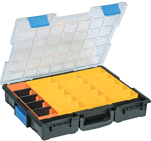 allit Kleinteilekoffer 454240 mit Verbindungsclips, herausnehmbaren Boxen und hochschlagfestem Deckel, EuroPlus Pro >K< 44/21, mit 21 Fächern, Fahrzeugeinrichtung, Schraubenkoffer, stapelbar