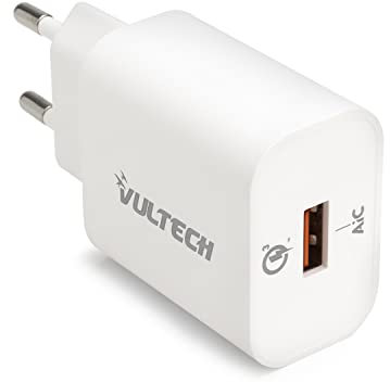 Vultech CC-118QCLWH caricatore da muro USB con ricarica veloce QC 3.0 Caricabatteria USB 18W 3A compatibile per Huawei/Xiaomi/Samsung S21/S22 e Note IPhone 12/12 Pro 13/13 Pro IPad AirPods Smartwatch