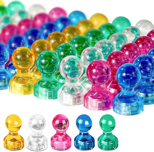 Qualsen Imanes Nevera para Pizarra Magnética Oficina, 60 Piezas, 5 Colores