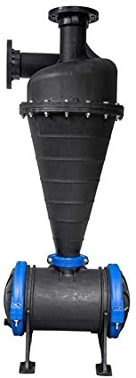 Filtro hidrociclónico de plástico de 3 fabricado para la purificación de agua. Filtro para agua con un caudal de 100 m3/h. Filtro de arena adecuado para la primera filtración de aguas de riego