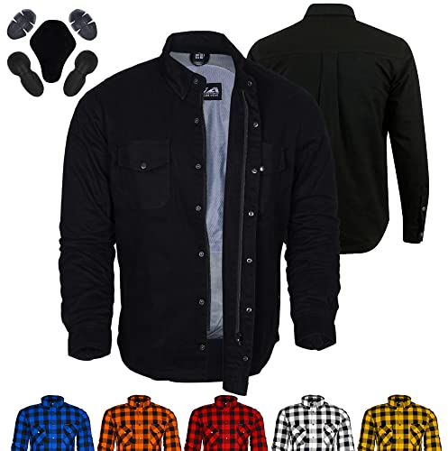 Bikers Gear, giacca da motociclista in Kevlar, maglia corazzata da 280 g/m² Dupont™ Kevlar® aramide con protezione CE, Nero , 52