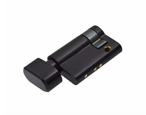 Cerradura de la manija de la puerta Pomos Lockset Cerradura de puerta de 45 mm Empuje de medio cilindro Abierto simple con cerradura de perilla for cilindro de cerradura de baño (Color : 45MM Black, S