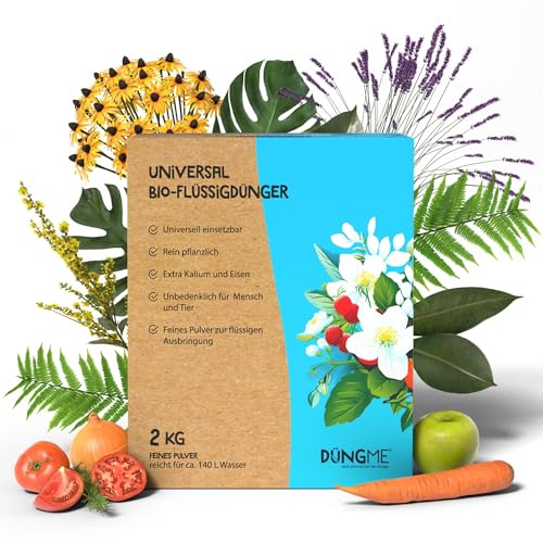 Bio-Flüssigdünger in Pulverform: Universell einsetzbar für Zimmer- und Gartenpflanzen – Kraftvolles Grün & Nachhaltig für alle Pflanzen | Umwelt- & Haustierfreundlich | Naturdünger von DüngMe - 2 KG