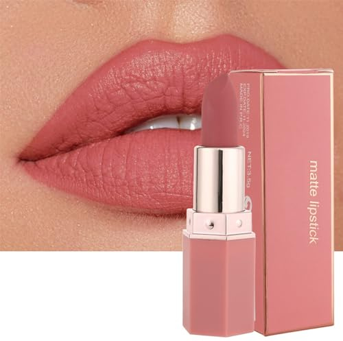 EONFAVE Rouge à lèvres mat, hautement pigmenté, hydratant, longue durée, texture lisse, fine, mat rose, finition satinée, baume à lèvres (1, 01 miel pêche)