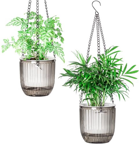 Calvalor 11.5cm 2er Set hängepflanzen Topf Hängeblumentöpfe aussen Hängeampel außen blumenampel hängend innen hängetopf für Pflanzen Hängetöpfe hängender blumentopf hängend hänge blumentöpfe hängende