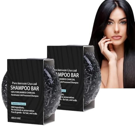 Dyceittdia 2pcs Savon Shampoing au Charbon de Bambou, Shampooing au Charbon de Bambou, Nettoyage en profondeur du cuir chevelu, 2pcs*60g, soap