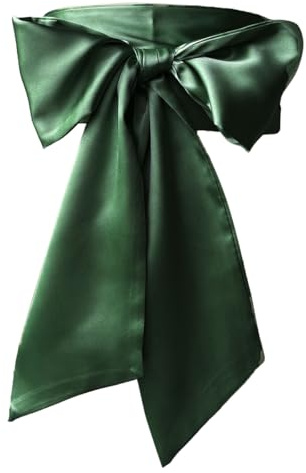 VOANZO Cinturón de Novia para Mujer, cinturón de satén para Boda, Fiesta, Novia, Lazo de Cinta, Accesorios para Fiestas, Ocasiones Especiales, 3,7 Pulgadas de Ancho, Talla única (Verde)