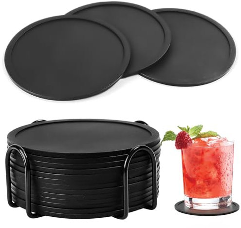 Encuryna Untersetzer 12er Set, Silikon Untersetzer Gläser Glasuntersetzer Silikon Rund, Glasuntersetzer Set Für Gläser, Getränke, Bar, Tassen, Glas - Tischuntersetzer(10cm)