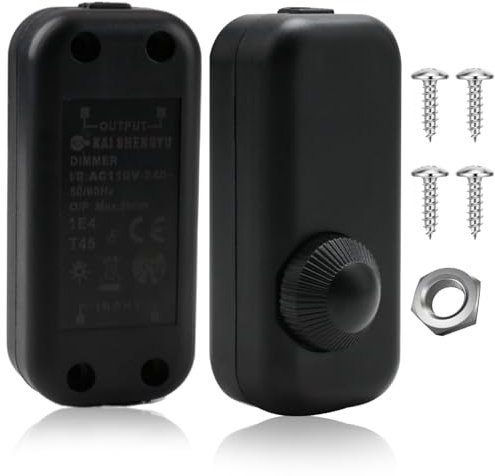 Vidacharmy Variateur pour Ampoules LED 110-240 V Variateur Infini 3-100 W Variateur Rotatif Double Protection de Sécurité Noir 1PC