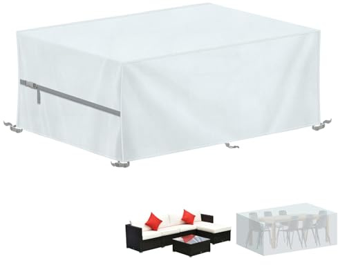 LAMUNI Housse de Jardin Exterieur Housse de Protection Salon de Jardin, 420D Oxford Bâche pour Table de Jardin Housse Table de Jardin Impermeable Housses pour Mobilier de Jardin, 220x90x80cm