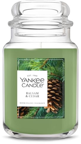Yankee Candle Balsam & Cedar, Scented Candle, 22oz Large Jar with up to 150 Hour Burn Time, Giftable