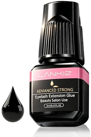 5ML Eyelash Glue for Lash Extensions, 1-2s Lankiz Individual Eye Lash Glue for Eyelash Extensions, Semi Permanent Eyelash Glue with 6 Weeks Retention