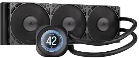 Corsair Nautilus 360 RS LCD Refrigeración líquida de CPU – Pantalla LCD IPS de 2,1,360mm AIO, Bajo Ruido, Daisy-Chain, Intel LGA 1851/1700, AMD AM5/AM4 – Incluye 3 Ventiladores RS120 – Negro