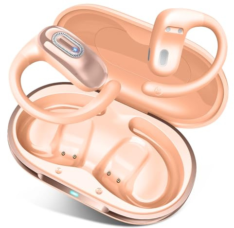 Auriculares Oreja Abierta Bluetooth 5.4, Auriculares Inalámbricos Deportivos supraaurales con Ganchos, 50 H, Ajuste Ultra Cómodo, IPX7 Impermeable, Auriculares Open Ear para Fitness Correr, Naranja