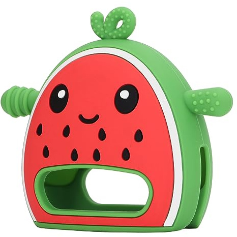 OVAQUIXI Beißhandschuh mit Früchten und Wassermelonen für die Sensorische Entwicklung, Weicher und Kaubarer Baby-Beißhandschuh aus Silikon