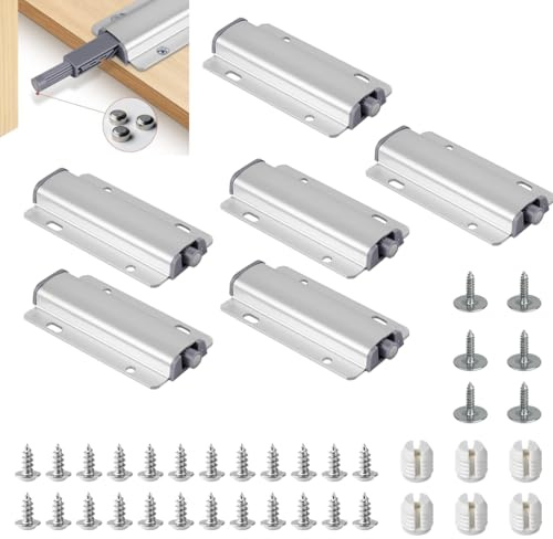YAZWUR 6 Pezzi Apriporta a Pressione per Armadi, Ammortizzatori per Ante, Chiusura Magnetica Push to Open, Apri Ante per Mobili, Cassetti e Armadi