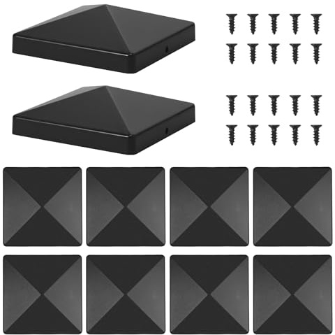 10 Stück Pfostenkappen 10x10 cm Zaunpfosten Kappen mit 20 Schrauben Wetterfeste Pfostenabdeckung Abdeckkappen für Zaunpfosten Holzpfosten Deck Pfosten