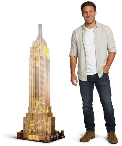 ARQRHTLY 5.6 Ft Empire State Building Cardboard Cutout Life Size New York City Landmark Standee NYC Skyscraper Stand Up Backdrop Props for City Theme Party Decor Photo Booth Classroom Display
