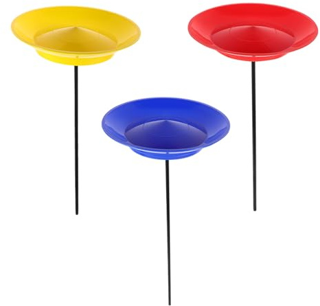 POPETPOP Assiettes de Jonglage Design Équilibré en Plastique Léger Ensemble de 3 avec Bâtons pour Spectacles Artistiques et Entraînement Sensoriel