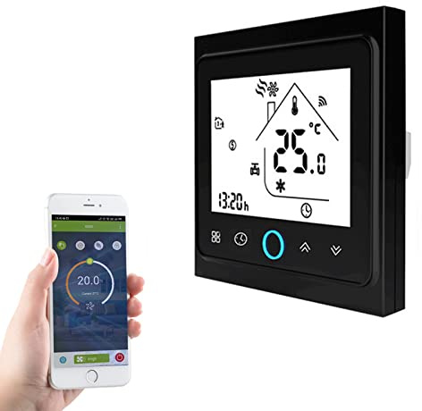 Qiumi Termostato WiFi calderas Gas/Agua, Contacto seco, 5A 95-240V, Alexa