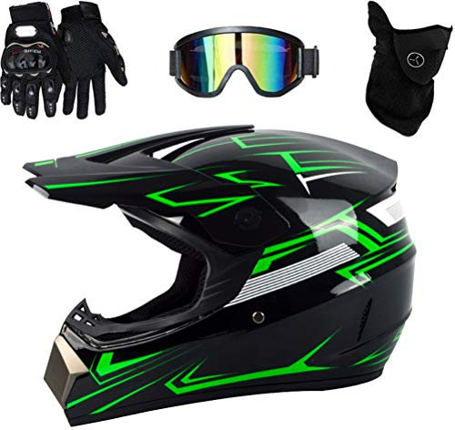 Casco protettivo professionale per motocross, motocross, dirt, offroad, moto, casco integrale da MTB, con occhiali protettivi, guanti protettivi per il viso