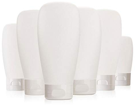 Upstore Lot de 6 flacons de Voyage vides Rechargeables en Plastique Transparent de 150ml avec Bouchon à Rabat pour échantillons de Maquillage shampooing Corps Lotion pour Les Mains