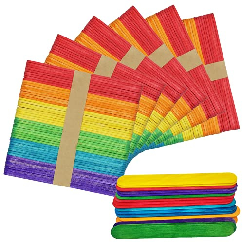 OWLKELA 300Pcs Lolly Sticks, 4.5 inch, Coloured | Lollipop Craft Sticks, Popsicle Sticks for Home, School and Classroom,for Crafts, Arts and Handwork