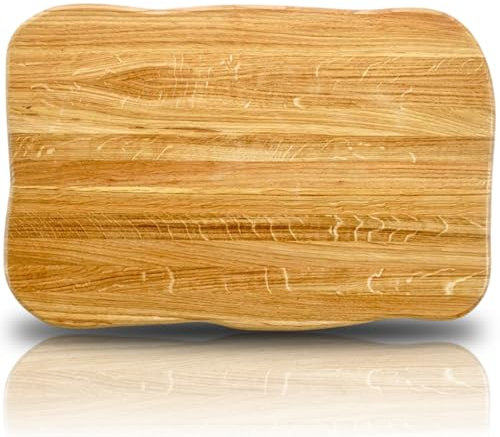 holz4home® La Madera Schneidebrett Premium I Helles Eichenholz 50x33 cm I Küchenbrett massive Eiche I Steakbrett Hackbrett für Fleisch, Gemüse Servierbrett