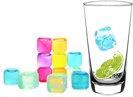 Ram® 50 Pack Reusable Ice Cubes for Drinks Frozen Cold Drink Chilled Ice Cubes Multi-Coloured